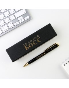 Шариковая ручка в футляре Золотой БОСС металл 1 0 мм синяя паста Nobrand