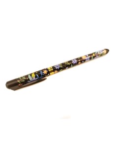 Ручка гелевая 0 5мм черная принт на корпусе Цветы арт BYK3271 Импортные товары