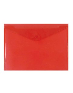 Папка конверт на кнопке А4 180мкм пластик прозрачная красная 10шт Informat