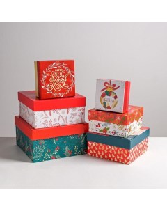 Набор подарочных коробок 6 в 1 Happy new year 10 х 10 х 6 20 х 20 х 11 см Bazar