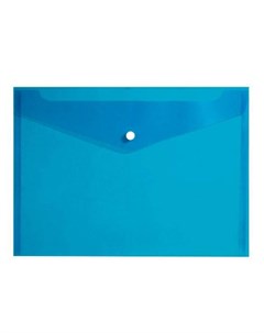 Папка конверт на кнопке А4 150мкм пластик прозрачная синяя 10шт Informat