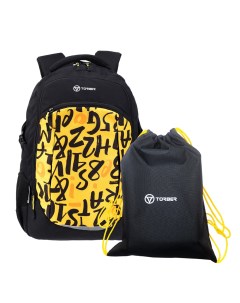 Рюкзак CLASS X черно желтый с принтом 46 x 32 x 18 см Мешок для сменной обуви в Torber