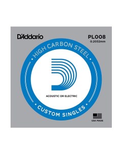 Одиночная струна для акустической и электрогитары D ADDARIO PL008 D`addario