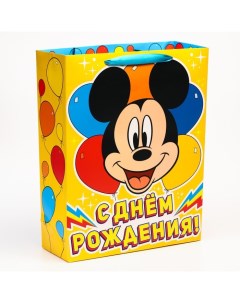 Пакет подарочный С Днем рождения Микки Маус 31х40х11 5 см Disney