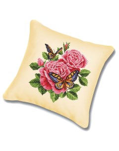 Подушка Бабочки и розы набор для вышивания крестиком P 137 Белоснежка