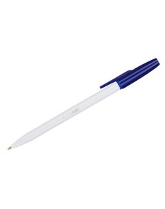 Ручка шариковая 049 синяя 1 0мм белый корпус Стамм