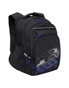 Рюкзак школьный RB 350 3 2 черный синий Grizzly