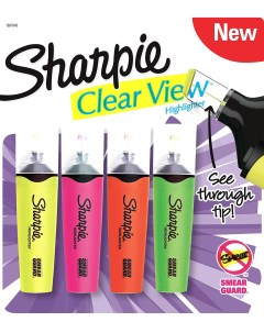 Набор текстовыделителей Clearview 1953450 Sharpie 1 5 2 7мм флуоросцентный 4цв Paper mate