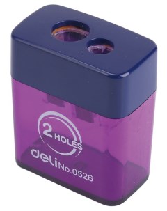 Точилка ручная E0526 2 отверстия пластик ассорти блистер Deli