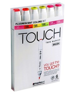 Набор маркеров TWIN BRUSH FLUORESCENT 6 шт Touch