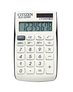Калькулятор карманный SLD 322BK 8 разрядов двойное питание 64 105 9 мм белый черный Citizen