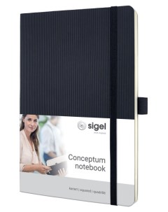 Блокнот в клетку с эластичной резинкой A5 Conceptum черный 194 страницы Sigel