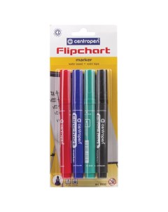 Набор маркеров FLIPCHART 4 цв круглый наконечник 2 5 мм с европодвесом Centropen