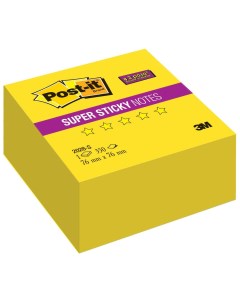 Блок самоклеящийся Super Sticky 76х76 мм 350 листов Неоновый Желтый 3m