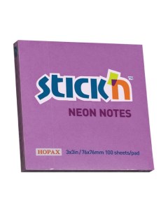 Упаковка блоков самоклеящихся 21210 76x76 100 л неон фиолетовый 12шт в упак Stick`n