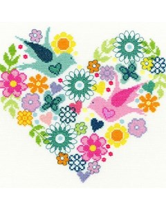 Набор для вышивания крестом Heart Bouquet Цветочное сердце арт XB1 Bothy threads