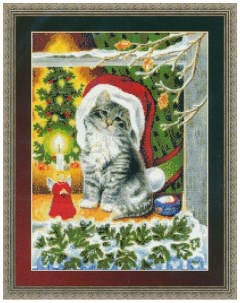 Набор для вышивания Рождественский котёнок 99677 Kustom krafts
