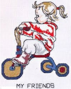 Набор для вышивания 92 1184 Девочка на трёхколесном велосипеде Permin