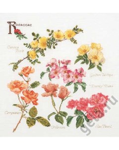 Набор для вышивания на льне Группа цветов розы канва лён 32 ct арт 3066 Thea gouverneur