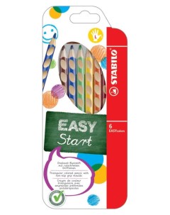 Цветные карандаши эргономичные для левшей Easy Colors 6 цветов Stabilo
