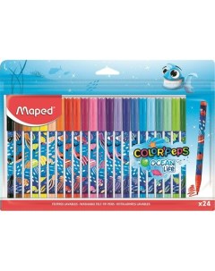 Фломастеры 24 цвета Colorpeps Ocean Life заблокированный пишущий узел суперсмываемые Maped