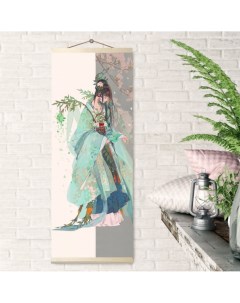 Картина по номерам Панно Девушка в кимоно 28 цветов 35 х 88 см Сильвертойз
