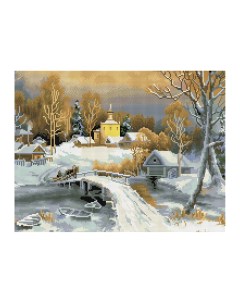 Алмазная мозаика Зима в деревне 40 50см холст на деревянном подрамнике Три совы