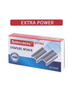 Скобы для степлера цинковое покрытие 24 6 1000 шт EXTRA до 30 л 229299 Brauberg
