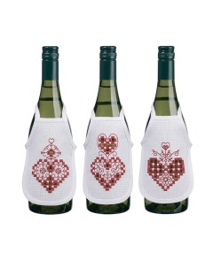 Набор для вышивания фартучков на бутылку в технике харгандер Красные сердечки 78 0633 Permin
