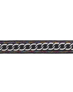 Лента лампасная трикотажная уп 70 м ш 18 20 мм черный люрекс мультиколор Цепочка Дамское счастье