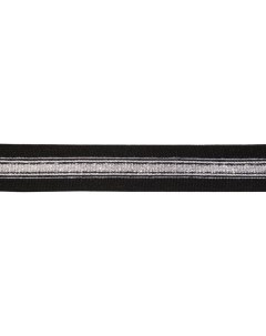 Лента лампасная уп 77 ярд с люрексом ш 25 мм черное серебро Дамское счастье