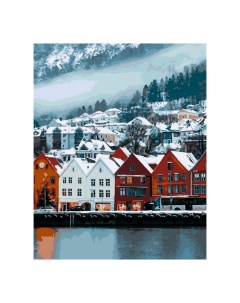 Картина по номерам на картоне 40 x 50 см Норвегия зимой Лори