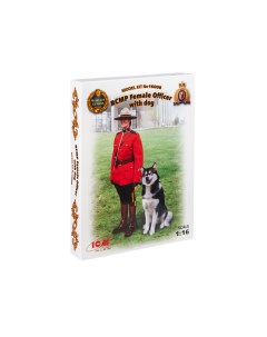 Сборная модель 1 16 Офицер Королевской Канадской Конной Полиции с собакой 16008 Icm