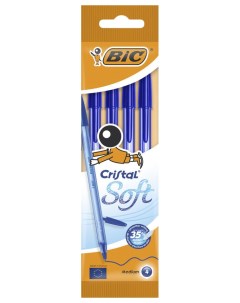 Набор ручек шариковых Cristal Soft синяя 1 2 мм 4 шт Bic