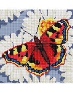 Алмазная мозаика Бабочка на ромашках Полная выкладка 30х30 см квадратные стразы Белоснежка