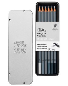 Набор карандашей чернографитных Winsor Newton 6 шт HB 2H 2B 4B 6B 8B в пенале Winsor & newton