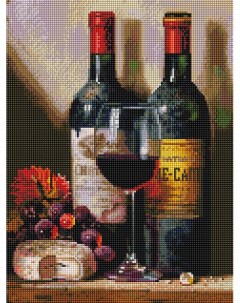 Алмазная мозаика на раме Вино сыр и виноград арт 3436 ST S размер 30х40 см Белоснежка