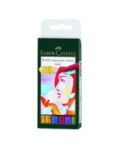 Набор капиллярных ручек Pitt Artist Pen Brush Basic 167103 6 цветов Faber-castell