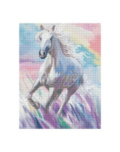 Алмазная мозаика Белая лошадь 30 40см холст с пластиковой ручкой Три совы