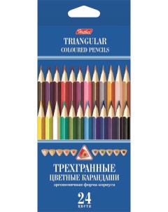 Карандаши трехгранные цветные 24 цвета с заточкой Hatber