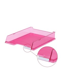 Лоток для бумаг горизонтальный с индексным окном прозрачный розовый 1258984 Han