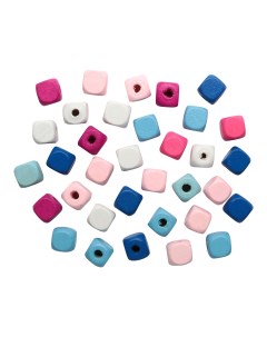 Бусины Astra Craft деревянные цветной микс куб 10мм 18гр упак Сине розовый микс Астра
