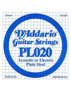 Одиночная струна для акустической и электрогитары D ADDARIO PL020 D`addario