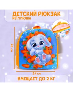 Рюкзак детский плюшевый Зайка в морковке 26x24 см Nobrand