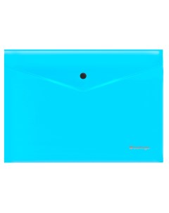 Папка конверт на кнопке Neon А4 200мкм прозрачная голубой неон 12шт Berlingo