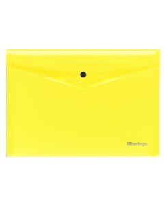 Папка конверт на кнопке Neon А4 200мкм прозрачная желтый неон 12шт Berlingo
