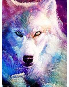 Алмазная мозаика стразами Волк в космосе 00114213 30х40 см Ripoma