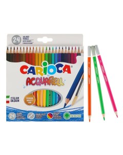 Набор цветных карандашей Acquarell 24 матовых цвета эффект акварельных красок Carioca
