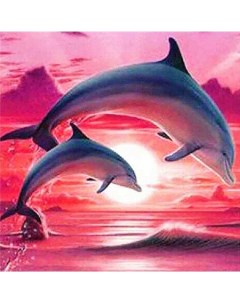 Алмазная мозаика стразами Два дельфина на закате 00115657 20х20 см Ripoma