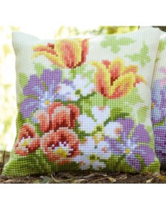 Набор для вышивания подушки Весенние цветы арт PN 0148459 Vervaco
